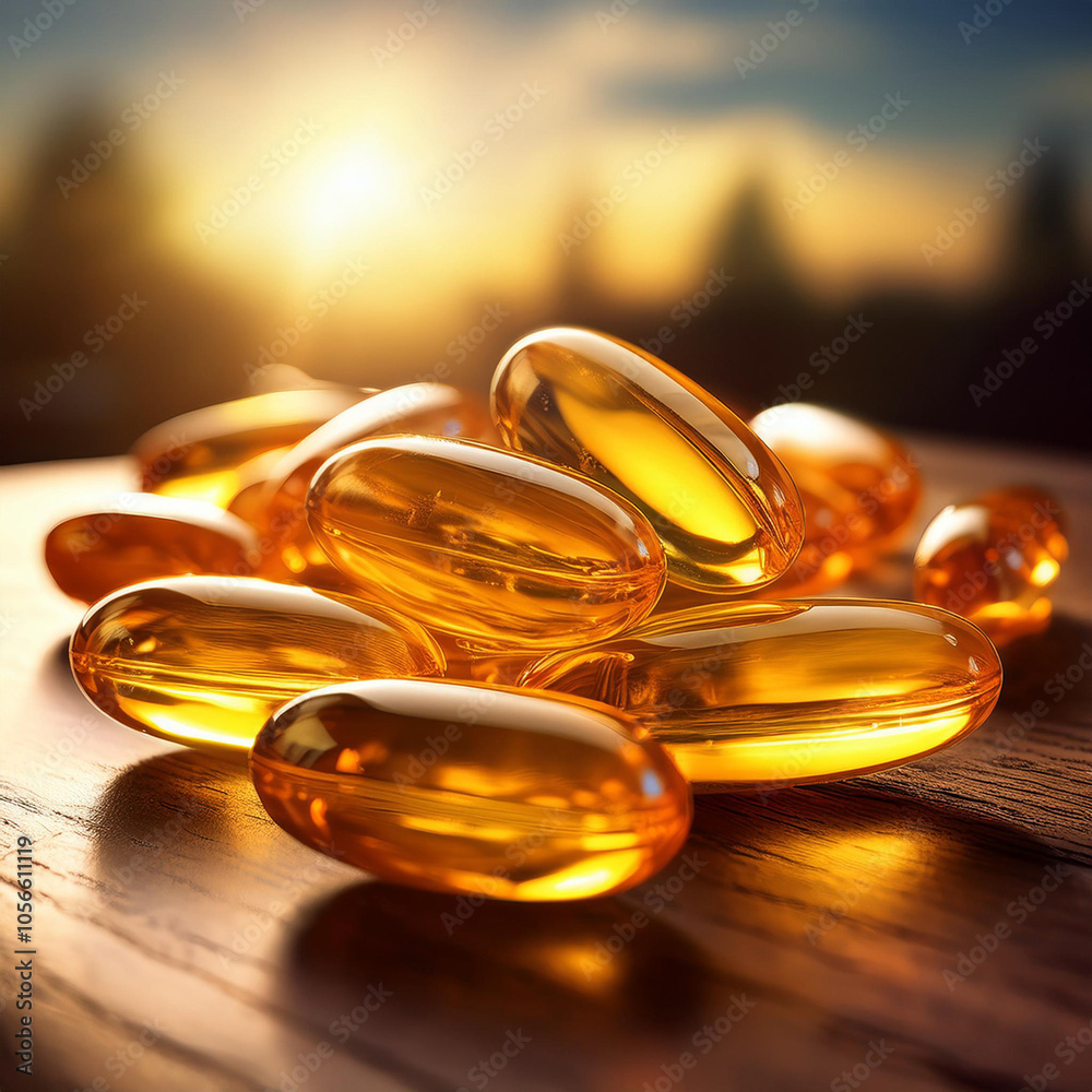 fish oil supplement capsules on the table fish oil supplement capsules on the table