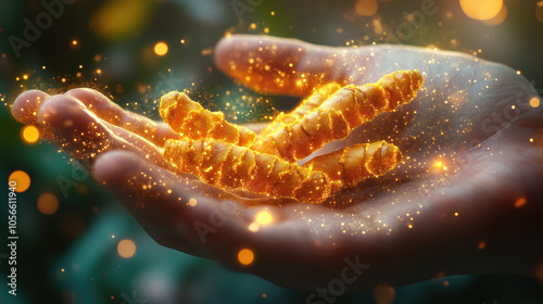 Digital Visualization of Turmeric’s Role in Inflammation Reduction and Pain-Free, Active Lifestyle photo