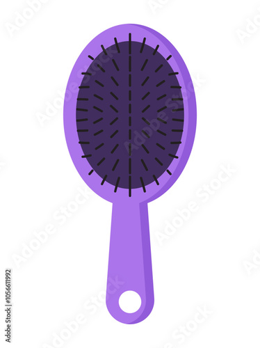 Round purple hair brush cute clipart flat illustration 