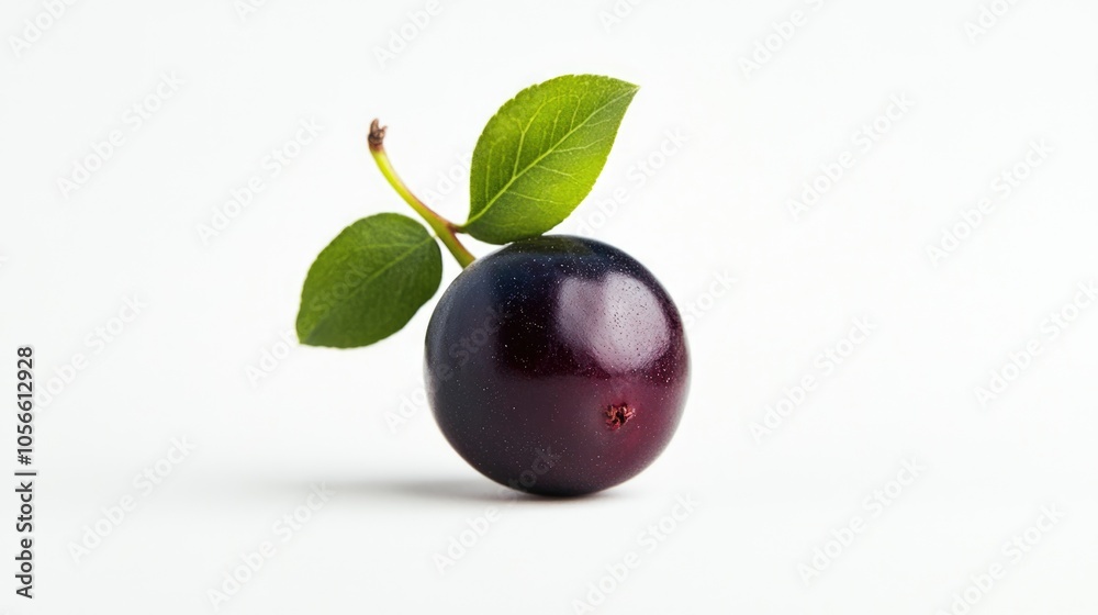 Single chokeberry fruit isolated on a clean white backdrop