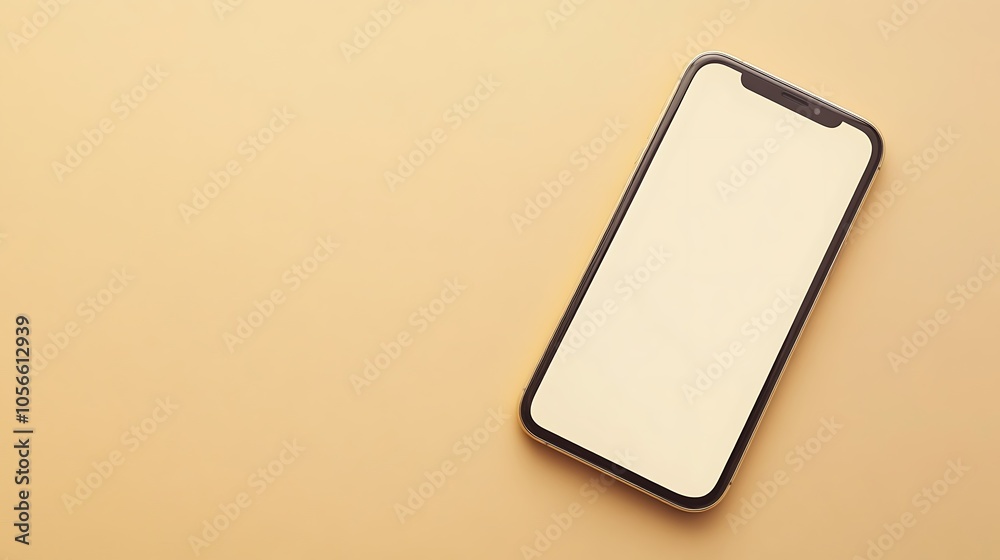 A smartphone with a blank screen lies on a light beige surface.
A smartphone with a blank screen lies on a light beige surface.