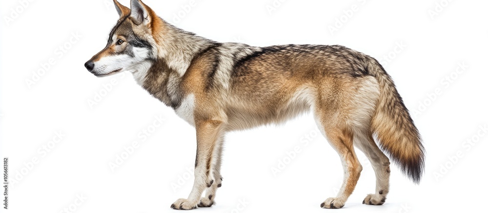 Side View Of A Timber Shepherd A Kind Of Wolfdog Looking Away Isolated On White Side View Of A Timber Shepherd A Kind Of Wolfdog Looking Away Isolated On White