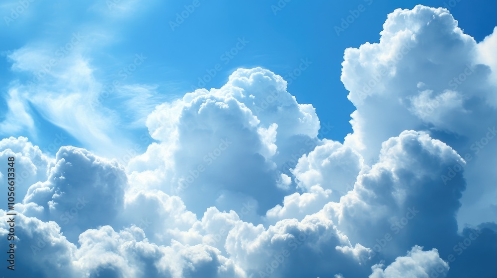 Stunning cloud formations against a calm blue sky ideal for conveying tranquility and the beauty of nature in various projects Stunning cloud formations against a calm blue sky ideal for conveying tranquility and the beauty of nature in various projects