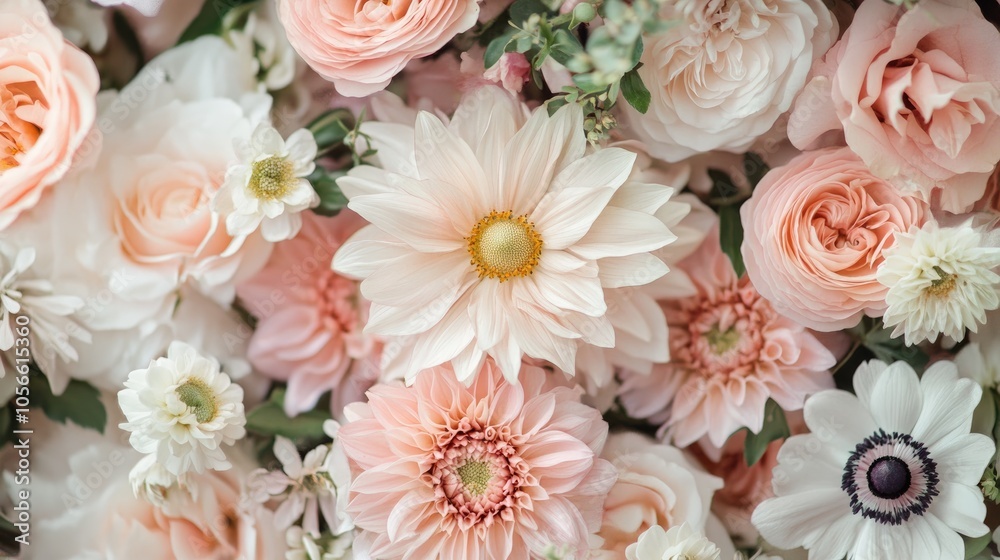 Captivating blush floral arrangement featuring aster and anemone blooms Captivating blush floral arrangement featuring aster and anemone blooms