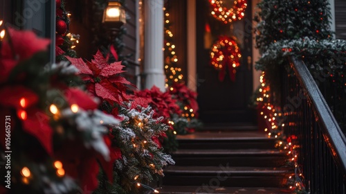 Festive decorations adorning the entrance of a residence for the holiday season