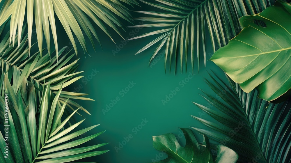Obraz premium Tropical palm leaf paper mock up brochures