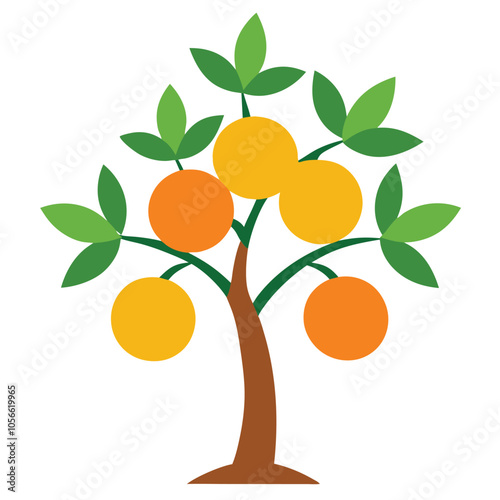 Minimalist orange tree icon illustration, perfect for eco-friendly branding and organic product design. Ideal for fresh, sustainable, and nature-inspired branding projects.