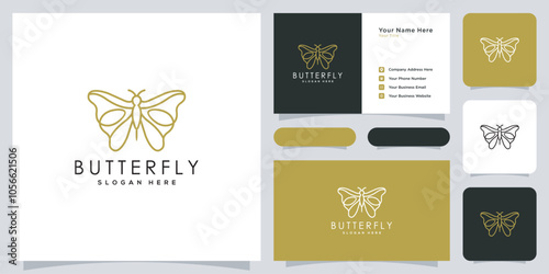 butterfly animal logo design vector and business card photo