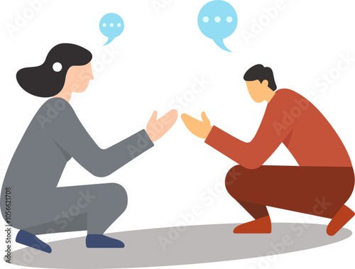  Unresolved, Negotiation, Silent Standoff, The Argument, Conflict. The concept of the image is conflict, shown through body language and implied communication.