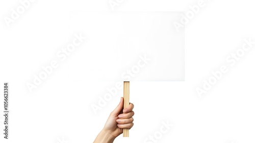 A blank white sign held by a hand.