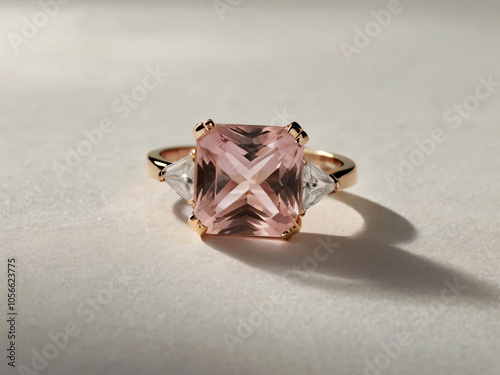 A stunning gold and silver ring with a central Pink quartz.