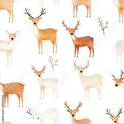 Wallpaper Mural Seamless pattern Charming collection of delicate watercolor reindeer silhouettes on soft background for seasonal art and design inspiration Torontodigital.ca