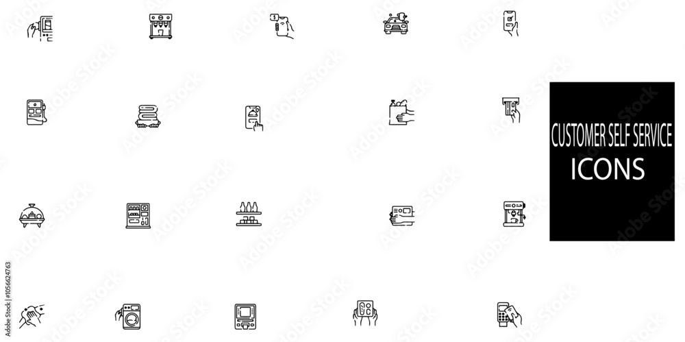 Set of 20 outline customer self service. Include customer satisfied, assistance, experience, feedback, operator and technical support icons. line icons set.Vector illustration. Set of 20 outline customer self service. Include customer satisfied, assistance, experience, feedback, operator and technical support icons. line icons set.Vector illustration.