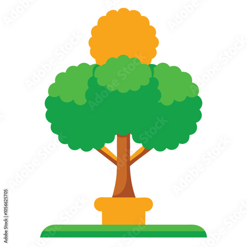 Minimalist topiary tree icon with a simple potted plant design, ideal for landscaping, garden themes, and eco branding. Perfect for eco-friendly and modern design projects.