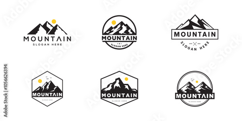 set of mountain logo vector design template