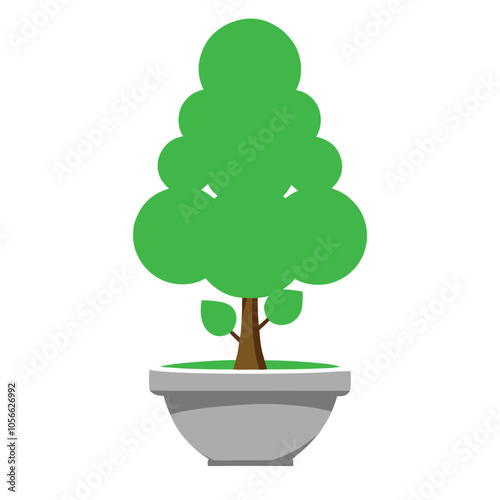 Minimalist topiary tree icon with a simple potted plant design, ideal for landscaping, garden themes, and eco branding. Perfect for eco-friendly and modern design projects.
