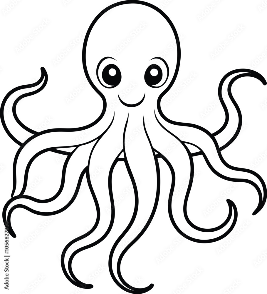 Octopus vector illustration black and white Octopus vector illustration black and white