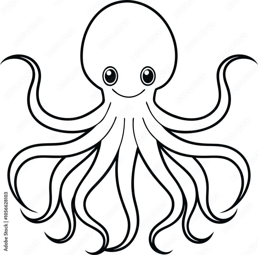 Octopus vector illustration black and white Octopus vector illustration black and white