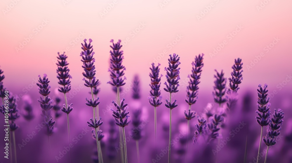 A serene lavender field at sunset, showcasing vibrant flowers against a soft pink sky, perfect for nature and relaxation themes. A serene lavender field at sunset, showcasing vibrant flowers against a soft pink sky, perfect for nature and relaxation themes.
