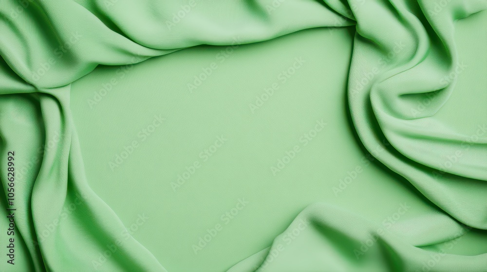 Soft and flowing green fabric creates a serene background, perfect for presentations or artistic displays. Soft and flowing green fabric creates a serene background, perfect for presentations or artistic displays.