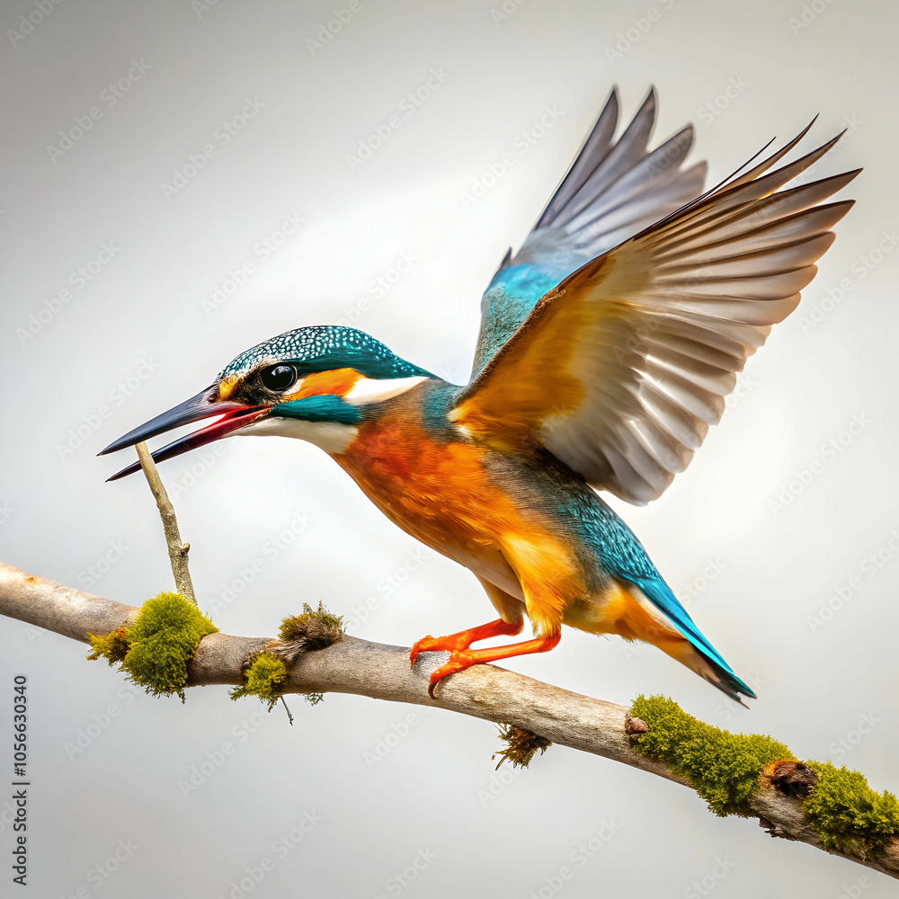 Fototapeta premium -freeze-the-moment-of-a-bird-diving-for-fish--emph