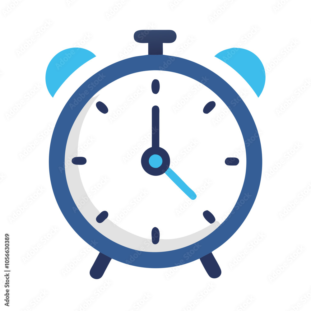 Alarm clock icon with blue bells Alarm clock icon with blue bells