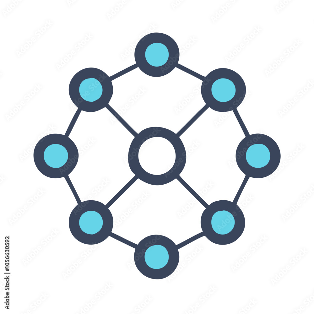 Network connection icon with circular nodes Network connection icon with circular nodes