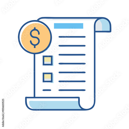 Invoice icon with dollar symbol representing billing and payment

