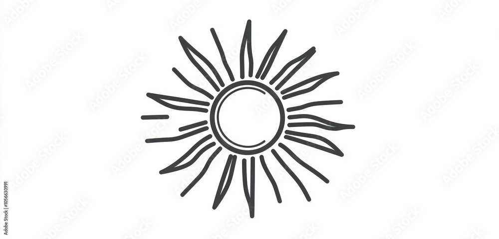 Sunny conditions depicted in a modern daylight sun line icon, designed for clarity. Sunny conditions depicted in a modern daylight sun line icon, designed for clarity.