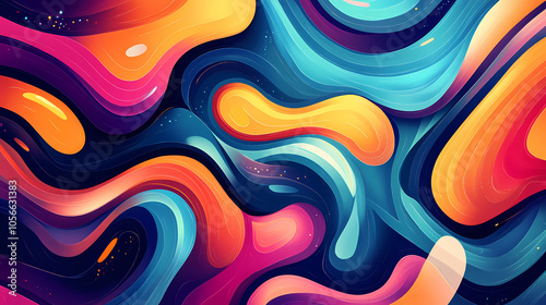 Vibrant abstract swirls and patterns create mesmerizing fusion of colors, showcasing dynamic interplay of shapes and hues that evoke sense of energy and creativity. Psychedelic Patterns. Illustration