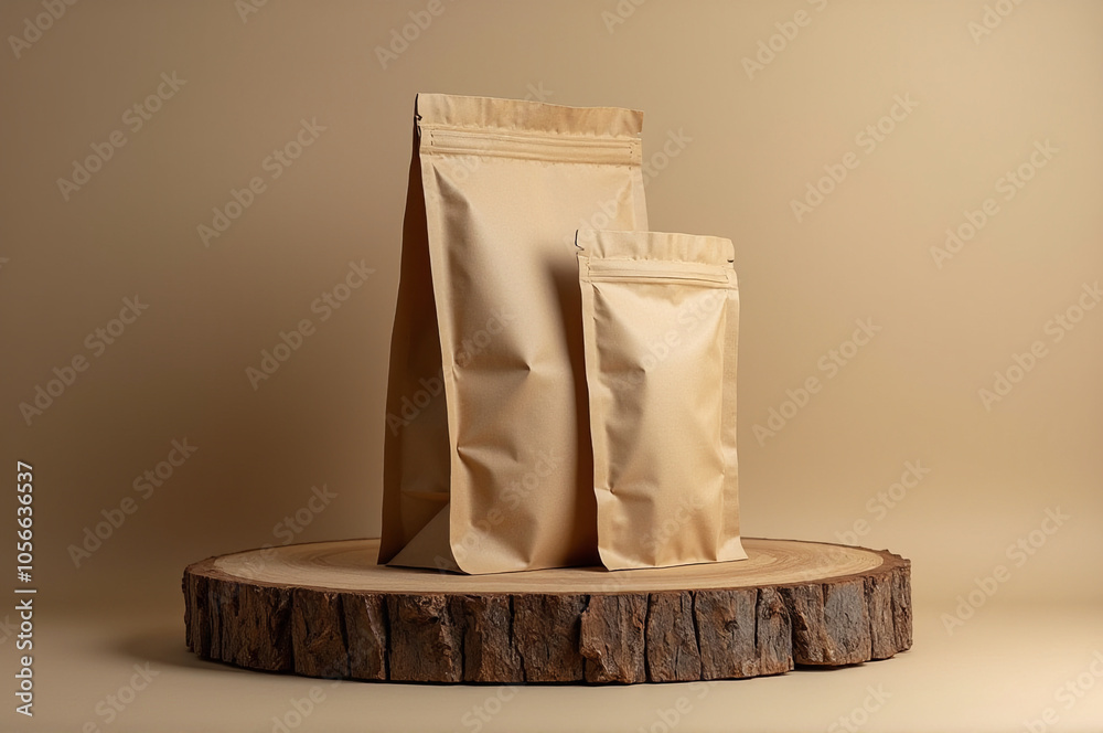 Two Kraft Stand-Up Pouches Two Kraft Stand-Up Pouches