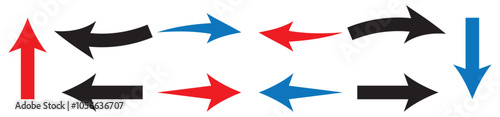 Direction arrow vector icon isolated on transparent. Curved arrows right, left, up, and down signs.