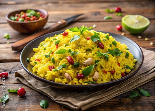 A visual feast of poha, a classic Indian breakfast dish.