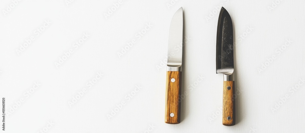Kitchen Knife And Sharpener On A White Background