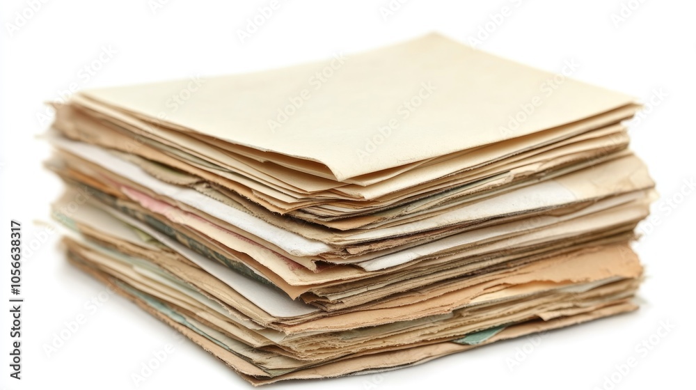 Stack of unopened letters ready for mailing set against a white background Stack of unopened letters ready for mailing set against a white background
