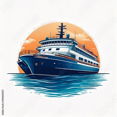 Wallpaper Mural ferry transportation logo design in a flat art style Torontodigital.ca