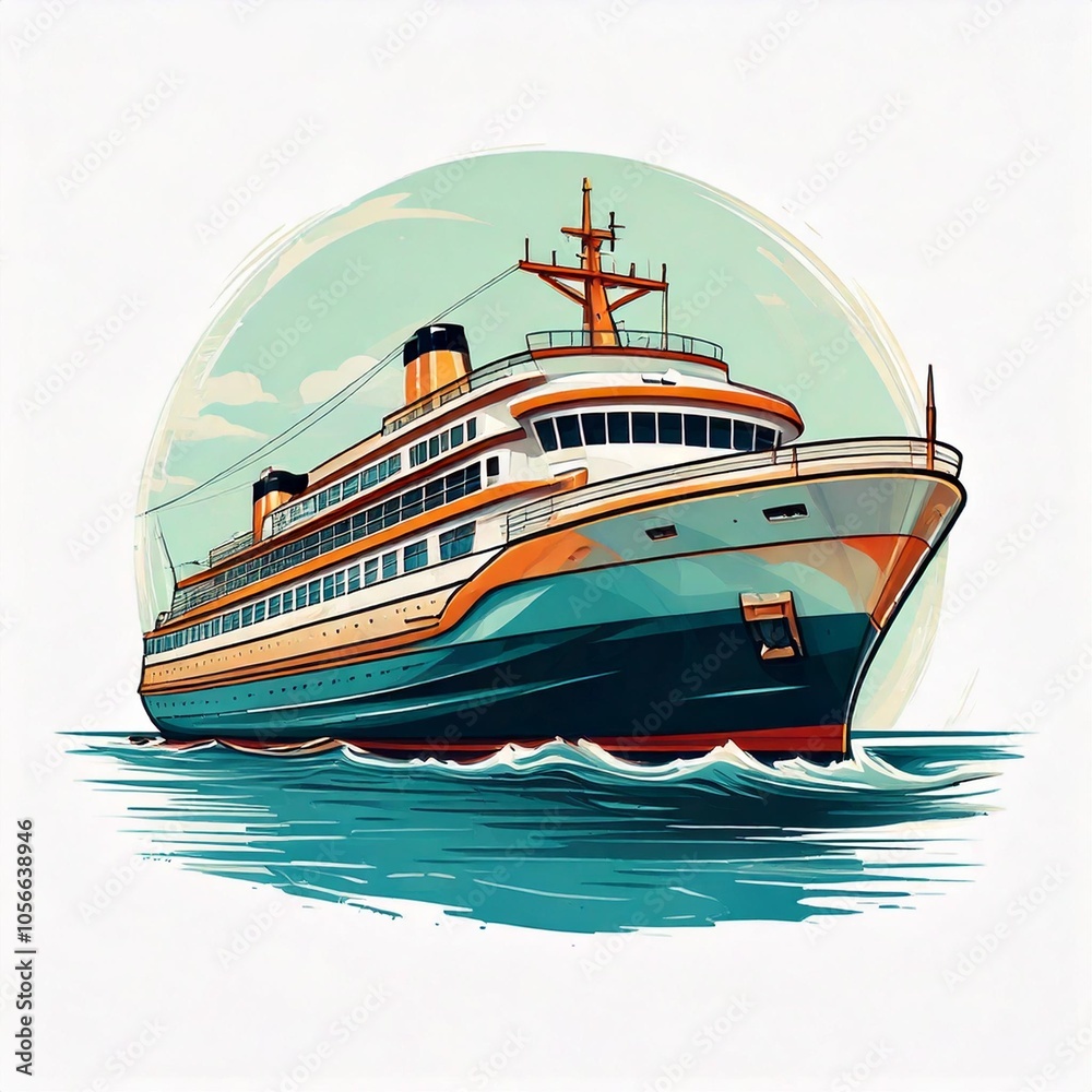 Boat transportation logo design in a flat art style. The logo takes the form of a simple illustration Boat transportation logo design in a flat art style. The logo takes the form of a simple illustration