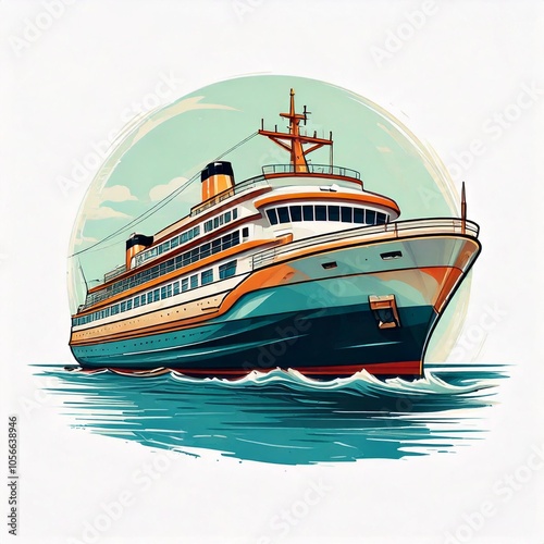 Boat transportation logo design in a flat art style. The logo takes the form of a simple illustration