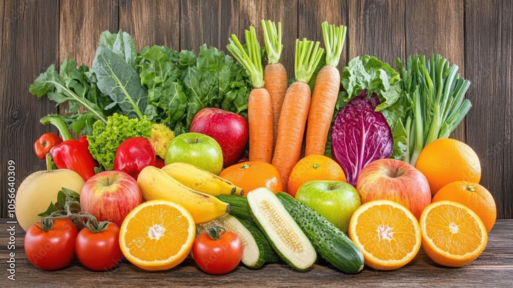 Vibrant Assortment of Fresh Fruits and Vegetables Vibrant Assortment of Fresh Fruits and Vegetables
