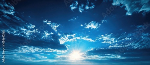 Beautiful dark blue sky under the sun as a skyscape