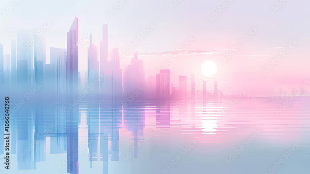 Futuristic Urban Landscape with Pastel Colors and Clean Lines Futuristic Urban Landscape with Pastel Colors and Clean Lines