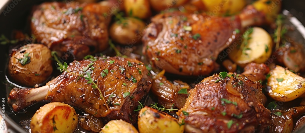 Roasted Duck Legs And Potatoes A Frying Pan Duck Confit Roasted Duck Legs And Potatoes A Frying Pan Duck Confit