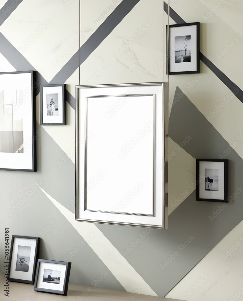 A framed picture on the wall, bathed in museum-like light and shadows. A framed picture on the wall, bathed in museum-like light and shadows.