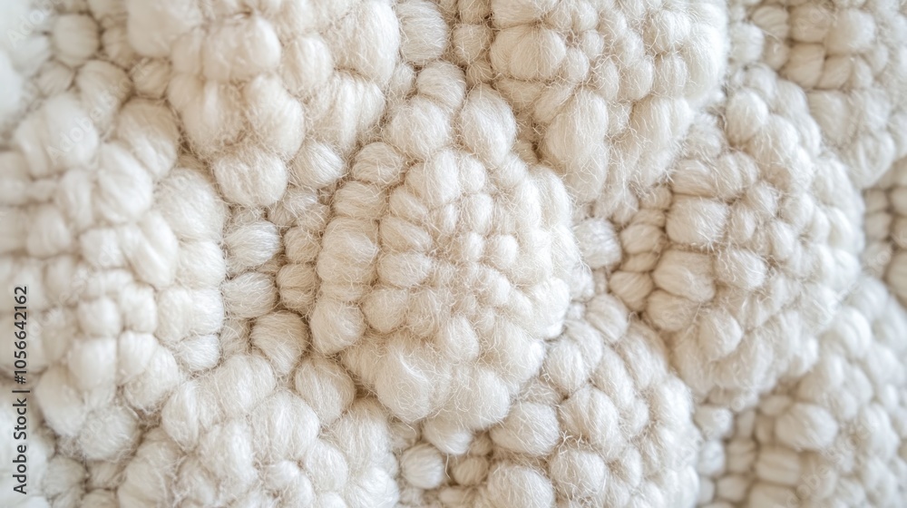 Modern white button loop carpet made from sheep s wool featuring a Scandinavian design texture captured from a top view perspective Modern white button loop carpet made from sheep s wool featuring a Scandinavian design texture captured from a top view perspective