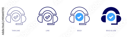 Call quality assurance icon in 4 different styles. Thin Line, Line, Bold, and Bold Line. Duotone style. Editable stroke