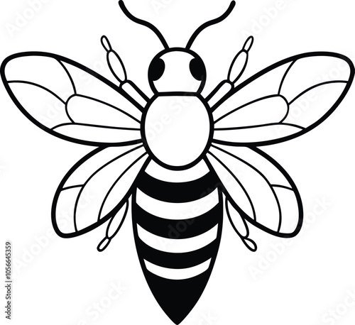  bee vector illustration black and white 