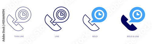 Hours support icon in 4 different styles. Thin Line, Line, Bold, and Bold Line. Duotone style. Editable stroke