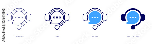 Live chat icon in 4 different styles. Thin Line, Line, Bold, and Bold Line. Duotone style. Editable stroke