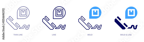 Online delivery icon in 4 different styles. Thin Line, Line, Bold, and Bold Line. Duotone style. Editable stroke