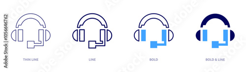 Voice recognition icon in 4 different styles. Thin Line, Line, Bold, and Bold Line. Duotone style. Editable stroke